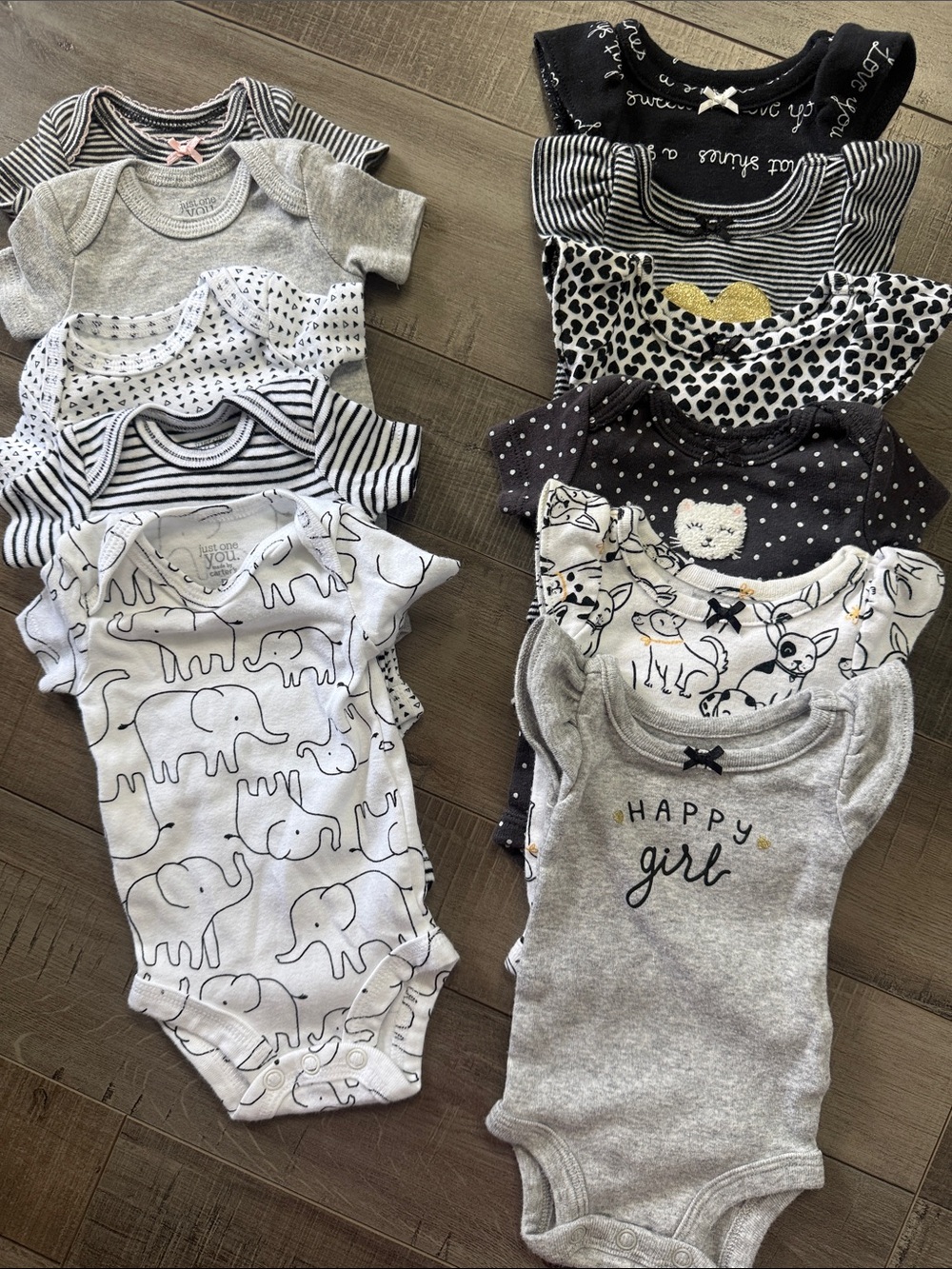 Neutral Mix Baby One-Piece Bodysuit Set - Grey, Black & White